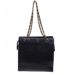 مملوكة مسبقًا Chanel Black Caviar Leather CC Vintage Shopper Tote