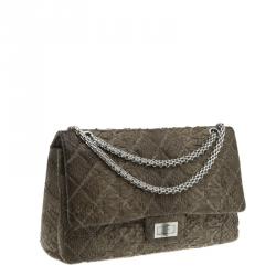 Pre Owned Chanel Grey Quilted Python Reissue 2.55 Classic Flap Bag