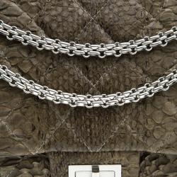 Pre Owned Chanel Grey Quilted Python Reissue 2.55 Classic Flap Bag