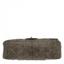 Pre Owned Chanel Grey Quilted Python Reissue 2.55 Classic Flap Bag