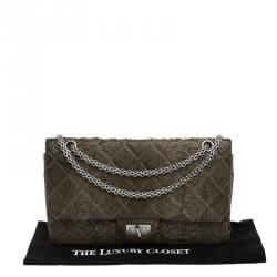 Pre Owned Chanel Grey Quilted Python Reissue 2.55 Classic Flap Bag