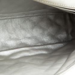 Pre Owned Chanel Grey Quilted Iridescent Leather Maxi Classic Single Flap Bag