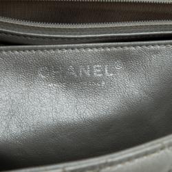 Pre Owned Chanel Grey Quilted Iridescent Leather Maxi Classic Single Flap Bag