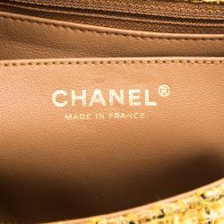 مملوكة مسبقًا حقيبة شانيل قلاب مفرد كلاسيك متوسطة جلد وتويد مبطنة صفراء