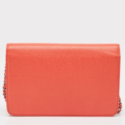 مملوكة مسبقًا Chanel Coral Red Caviar Leather CC WOC Bag