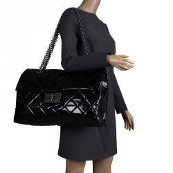 Pre Owned Chanel Black Quilted Patent Leather XXL Reissue Travel Bag