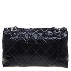 Pre Owned Chanel Black Quilted Patent Leather XXL Reissue Travel Bag