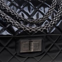 Pre Owned Chanel Black Quilted Patent Leather XXL Reissue Travel Bag