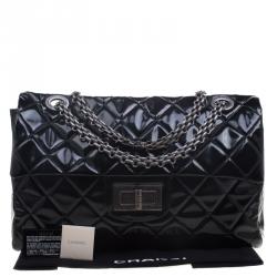Pre Owned Chanel Black Quilted Patent Leather XXL Reissue Travel Bag