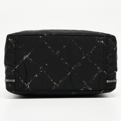 مملوكة مسبقًا Chanel Black/White Quilted Nylon Travel Line Multiple Zip Bowler Bag