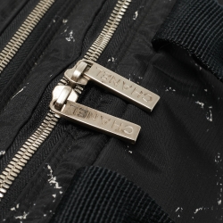 مملوكة مسبقًا Chanel Black/White Quilted Nylon Travel Line Multiple Zip Bowler Bag