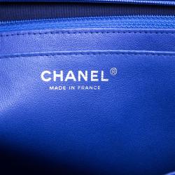 Pre Owned Chanel Blue Quilted Caviar Leather Maxi Classic Single Flap Bag