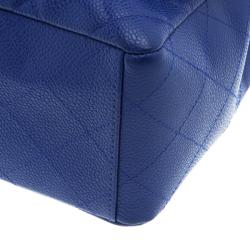 Pre Owned Chanel Blue Quilted Caviar Leather Maxi Classic Single Flap Bag