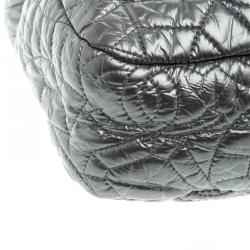 Pre Owned Chanel Grey Embossed Patent Leather Flap Bag