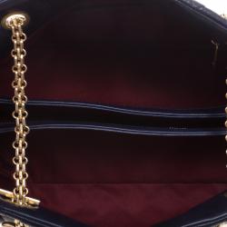Pre Owned Chanel Navy Blue Quilted Leather Medium Just Mademoiselle Bowling Bag