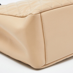 Pre Owned Chanel Beige Quilted Caviar Leather GST Shopper Tote