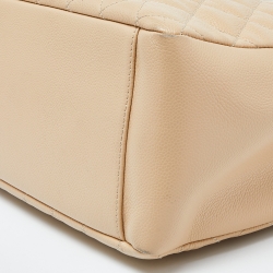 Pre Owned Chanel Beige Quilted Caviar Leather GST Shopper Tote