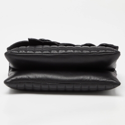 Pre Owned Chanel Black Square Quilted Patent and Leather Camellia No.5 Flap Bag