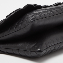 Pre Owned Chanel Black Square Quilted Patent and Leather Camellia No.5 Flap Bag