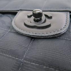Pre Owned Chanel Grey Fabric Matlasse Chocolate Bar Flap Bag
