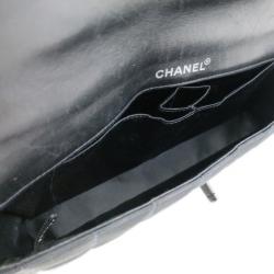 Pre Owned Chanel Grey Fabric Matlasse Chocolate Bar Flap Bag