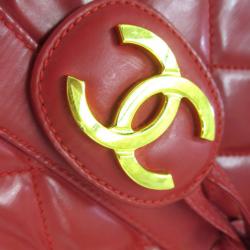 Pre Owned Chanel Red Patent Leather Boston Bag