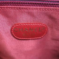 Pre Owned Chanel Red Patent Leather Boston Bag