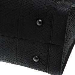 مملوكة مسبقًا Chanel Matte Black Python Large Boy Shopper Tote