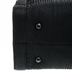 مملوكة مسبقًا Chanel Matte Black Python Large Boy Shopper Tote