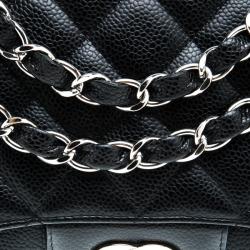 مملوكة مسبقًا Chanel Black Quilted Caviar Leather Jumbo Classic Single Flap Bag