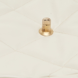 Pre Owned Chanel White Quilted Leather Small 19 Flap Bag