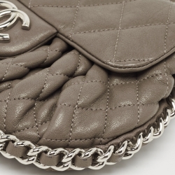 Pre Owned Chanel Brown Quilted Leather Mini Chain Around Flap Bag