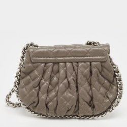 Pre Owned Chanel Brown Quilted Leather Mini Chain Around Flap Bag