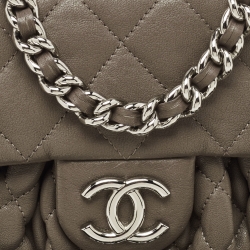 Pre Owned Chanel Brown Quilted Leather Mini Chain Around Flap Bag