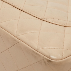 Pre Owned Chanel Beige Quilted Leather Jumbo Classic Single Flap Bag