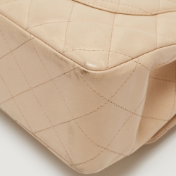 Pre Owned Chanel Beige Quilted Leather Jumbo Classic Single Flap Bag