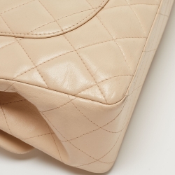 Pre Owned Chanel Beige Quilted Leather Jumbo Classic Single Flap Bag
