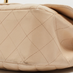 Pre Owned Chanel Beige Quilted Leather Jumbo Classic Single Flap Bag
