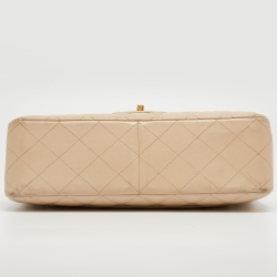 Pre Owned Chanel Beige Quilted Leather Jumbo Classic Single Flap Bag
