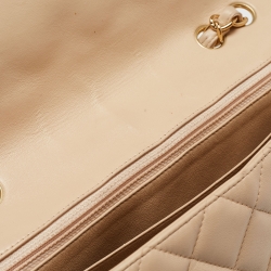 Pre Owned Chanel Beige Quilted Leather Jumbo Classic Single Flap Bag