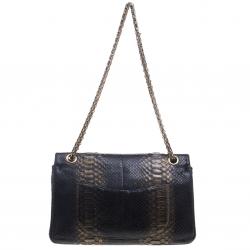 مملوكة مسبقًا حقيبة شانيل قلاب 226 كلاسيك 2.55 ريإيشو جلد ثعبان ذهبية/ سوداء ميتالك