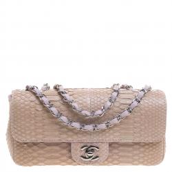 Pre Owned Chanel Lilac Python Small Classic Single Flap Bag