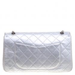 Pre Owned حقيبة شانيل قلاب ريإيشو 2ز55 جلد مبطن فضية
