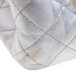 Pre Owned حقيبة شانيل قلاب ريإيشو 2ز55 جلد مبطن فضية
