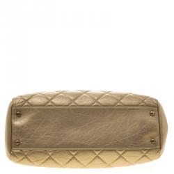 Pre Owned Chanel Gold Quilted Leather Just Mademoiselle Bowling Bag
