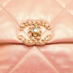 Pre Owned Chanel Orange Iridescent Quilted Leather Medium 19 Flap Bag