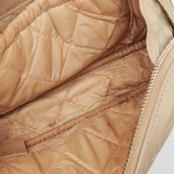 Pre Owned Chanel Beige Quilted Leather Cosmetic Pouch