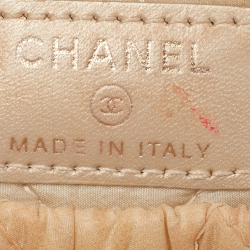 Pre Owned Chanel Beige Quilted Leather Cosmetic Pouch