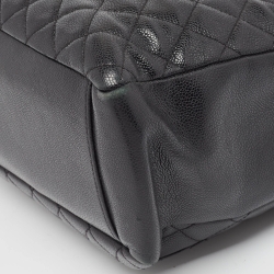 Pre Owned Chanel Black Quilted Caviar Leather GST Shopper Tote