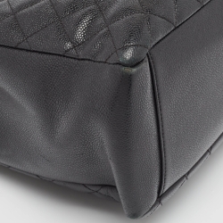 Pre Owned Chanel Black Quilted Caviar Leather GST Shopper Tote